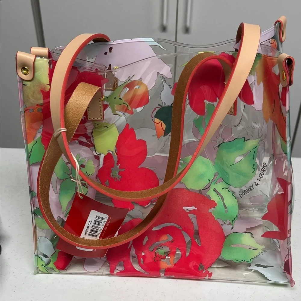 Dooney & Bourke Red and Green Floral Tote - Picture 1 of 7